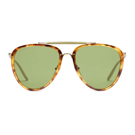 aviator metal sunglasses gucci|Gucci oversized acetate aviator sunglasses.